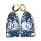Blue Earrings, Floral 
